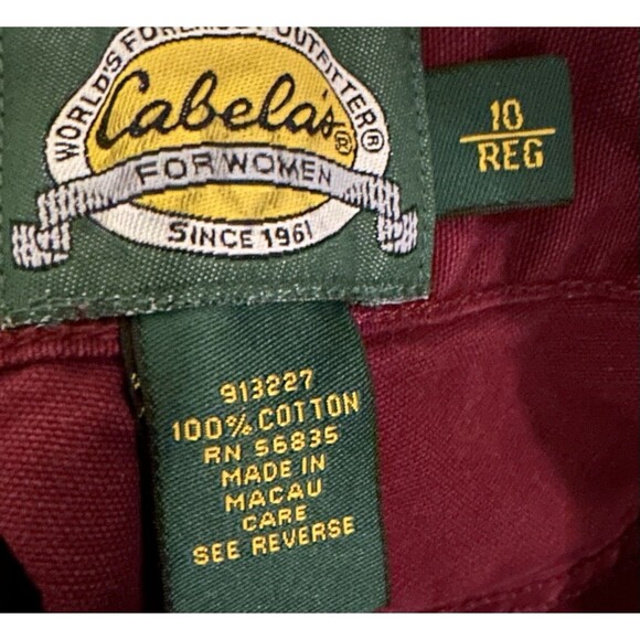 Cabela's For Women Burgundy 100% Cotton Size 10 - Picture 5 of 5